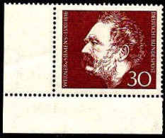 RFA Poste N** Yv: 385 Mi:528 Werner Von Siemens Industriel Coin D.feuille - Unused Stamps
