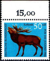 RFA Poste N** Yv: 367 Mi:514 Für Die Jugend Rothirsch Bord De Feuille - Unused Stamps