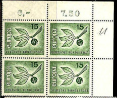 RFA Poste N** Yv: 350 Mi:483 Europa Cept Branche D'olivier Bloc De 4 CdF - Unused Stamps