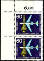 RFA Poste N** Yv: 335 Mi:473 Verkehrsausstellung Boeing 720 Coin De Feuille Paire - Neufs