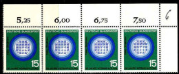 RFA Poste N** Yv: 311 Mi:441 Kernspaltung Coin De Feuille Bande De 4 - Unused Stamps