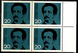 RFA Poste N** Yv: 308 Mi:443 Ferdinand Lassalle Bloc De 4 Bord De Feuille - Unused Stamps