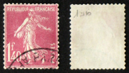 N° 196 SEMEUSE 1,40F Oblit TB Cote 25€ - 1906-38 Säerin, Untergrund Glatt