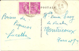 9I12 --- 82 L'HONOR DE COS B3 Paire 20c Mercure - Manual Postmarks