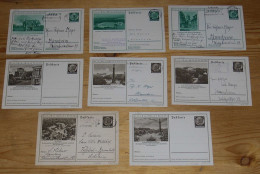 Deutsches Reich 1934-36 8 Bildpostkarten Ganzsachen DARMSTADT ** + Gest. - Briefkaarten
