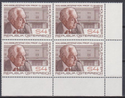 1986 , Mi 1843 ** (2) - 4 Er Block Postfrisch - 100. Geburtstag Von Clemens Holzmeister - Unused Stamps