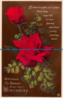 R164170 Greetings. With Love To Greet Your Birthday. Red Roses. Rotary. RP - Monde