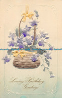 R164189 Loving Birthday Greetings. Flowers In Basket - Monde