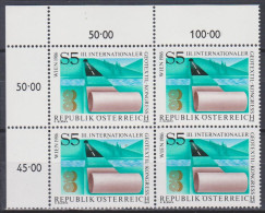 1986 , Mi 1844 ** (1) - 4 Er Block Postfrisch - Internationaler Geotextil-Kongreß , Wien - Neufs