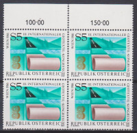 1986 , Mi 1844 ** (3) - 4 Er Block Postfrisch - Internationaler Geotextil-Kongreß , Wien - Neufs