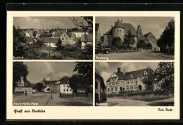 AK Buchloe, Ortsansicht, Postberg, Platz, Rathaus  - Buchloe