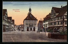 AK Schorndorf /Württ., Marktplatz Mit Brunnen  - Schorndorf