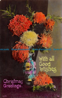 R164233 Christmas Greetings. Flowers In Vases. Davidson Bros. RP - Monde