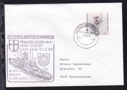 MARINESCHIFFSPOST 54 A 29.05.88 + Cachet 7. Schnellbootgeschwader Tender "Elbe"  - Autres & Non Classés