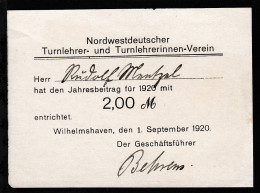 Wilhelmshaven Nordwestdeutescher Turnlehrer- Und Turnlehrerinnen-Verein - Other & Unclassified