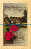 R164259 Greetings. Wishing You Many Birthday Joys. House And Red Roses. W. B. L. - World