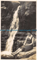 R164261 Old Postcard. Woman Near The Waterfall - World