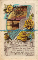 R164265 Greetings. A Joyful Birthday. Lake And Boat. Rotary. RP. 1930 - Monde