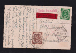 BRD Bund 1952 Posthorn 60Pf + 10Pf EXPRESS Postkarte RHEINE X POTSDAM DDR - Cartas & Documentos