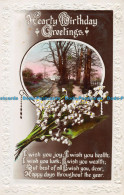 R164266 Hearty Birthday Greetings. Path. Flowers. RP - Monde