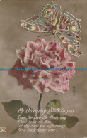 R166065 Greeting Postcard. A Birthday Wish To You. Rose And Butterfly. Artige - Monde
