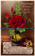 R164270 Greetings. Birthday Wishes With Love. Red Roses In Vases. Rotary - Monde
