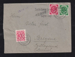 BRD Bund 1952 Posthorn 20Pf + 10Pf Brief NÜRNBERG X BREGENZ Österreich Nachgebühr Postage Due - Cartas & Documentos