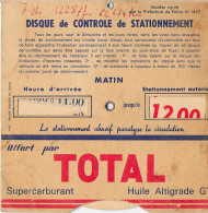 Disque De Stationnement Offert Par TOTAL - Voitures