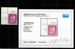 DDR MiNr. 532 YI , Eckrand E1, Postfrisch, **, BPP Befund - Unused Stamps