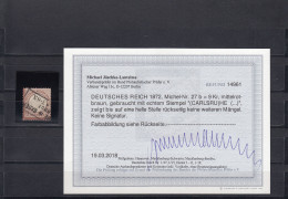 DR: MiNr. 27b, Gestempel Carlsruhe, BPP Befund - Used Stamps