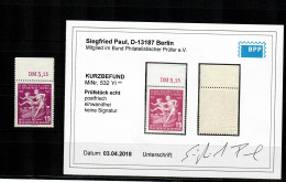 DDR MiNr. 532 YI, Vom  Oberrand, Postfrisch, **, BPP Befund - Unused Stamps