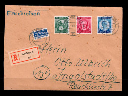 Rheinland-Pfalz: Einschreiben Koblenz 1949, MiNr. 47-49 Nach Ingolstadt - Rijnland-Palts