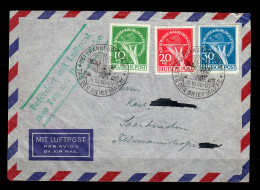 Berlin: MiNr. 68-70 Auf Lufptostbrief Frankfurt Nach Saarbrücken, 1950 - Briefe U. Dokumente