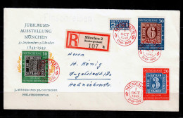 Bund: Einschreiben Satzbrief MiNr. 113-115, Roter Stempel München 1949 - Cartas & Documentos