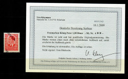 Serbien MiNr. 4, Aufdruck Verschoben, Postfrisch,**  BPP Befund - Occupation 1938-45