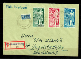 Baden: 3xEinschreiben Freiburg, Und Postkarte Mit MiNr. 50-57 - Baden