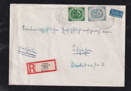 BRD Bund 1953 Posthorn 50Pf + 10Pf Einschreiben Brief GÜLZOW LAUENBURG X ITZEHOHE - Brieven En Documenten