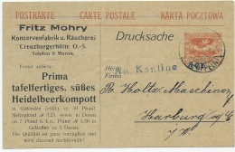 Postkarte Oppeln/Murrow/Creuzburgerhütte, Drucksache Nach Harburg - Silésie