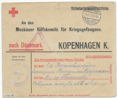 Kriegsgefangenensendung Nach Kopenhagen, Moskauer Hilfskomité, 1917 - Storia Postale
