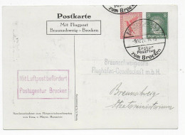 Flugpost Braunschweig-Brocken, Postagentur, 1927 Mit V. Hindenburg Karte - Covers & Documents