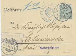 Dienst-Postkarte Schlüchtern Nach Salmünster, 1903 - Dienstzegels