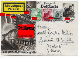 P252, Lufpost Reichsparteitag Nürnberg, 1934 In Die Schweiz, Sonderstempel - Cartas & Documentos