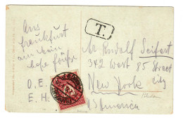 AK Potsdam, 1922 Von Frankfurt Nach New York City, TAXE - Storia Postale