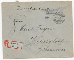Einschreiben Dresden, 8.9.1923, Barfreimachung Nach Wunsdorf - Brieven En Documenten