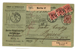 Paketkarte Berlin, 1891 Nach Brüssel, über Köln, Hutfabrik - Briefe U. Dokumente