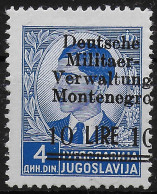 Montenegro: MiNr. 8, *, Starke Aufdruckverschiebung - Occupazione 1938 – 45