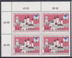 1986 , Mi 1852 ** (1) - 4 Er Block Postfrisch - 800 Jahre Stadt Waidhofen An Der Ybbs - Unused Stamps