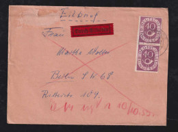 BRD Bund 1953 Posthorn 2x40Pf EXPRESS Brief SEHNDE X BERLIN - Covers & Documents