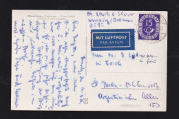 BRD Bund 1953 Posthorn 1x 15Pf Luftpost Postkarte MEERSBURG X BERLIN - Briefe U. Dokumente