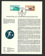 West Germany Soccer World Cup 1974 Set Of 2 FU On Special Souvenir Information Card , FDI Cancel - 1974 – Germania Ovest